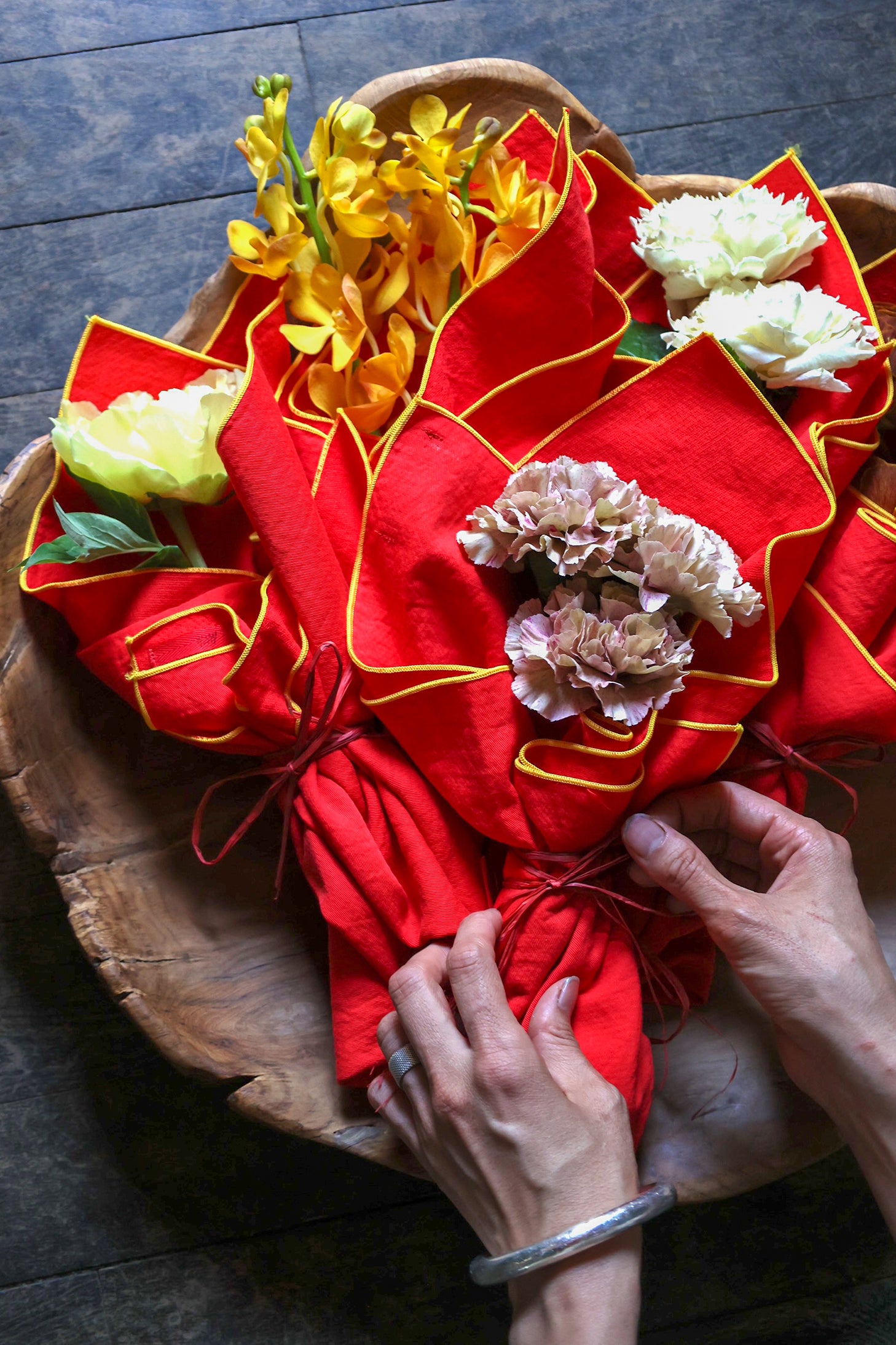 botanical dyed cloth bouquet