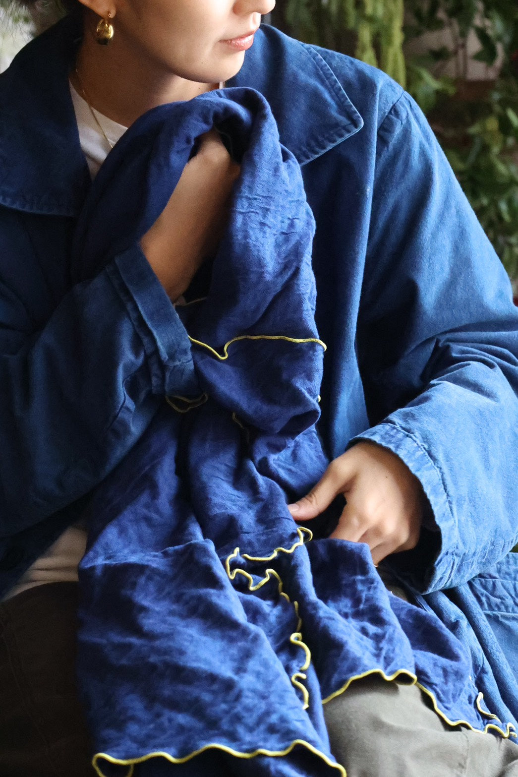 セール★【Anthropologie】ブルーのきれいな ブランケット オーガニックコットンブランケット [120×120] – THE LITTLE SHOP OF