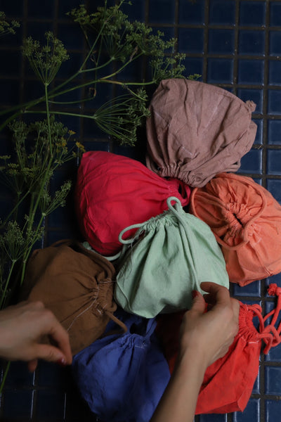Flower-Dyed Drawstring Bag