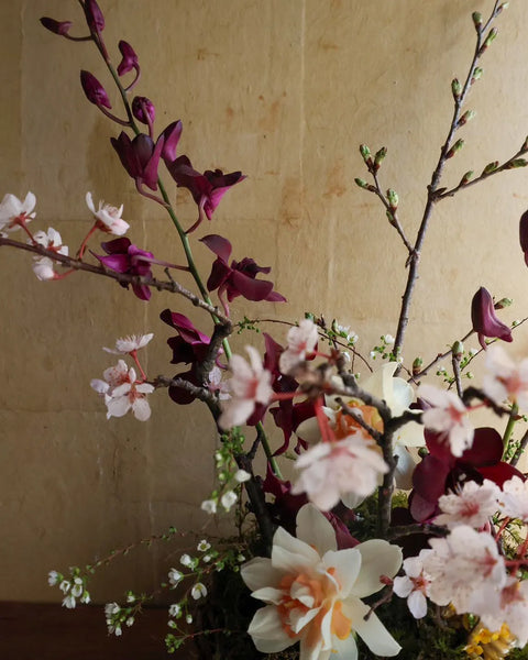 seasonal Japanese flower basket