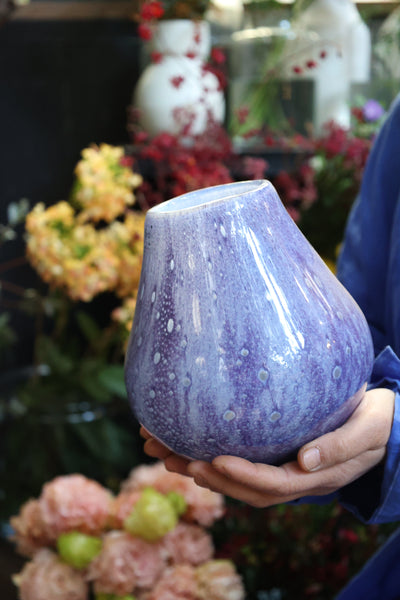 marble bloom vase [large-lapis lazuli-bubbles-drop]